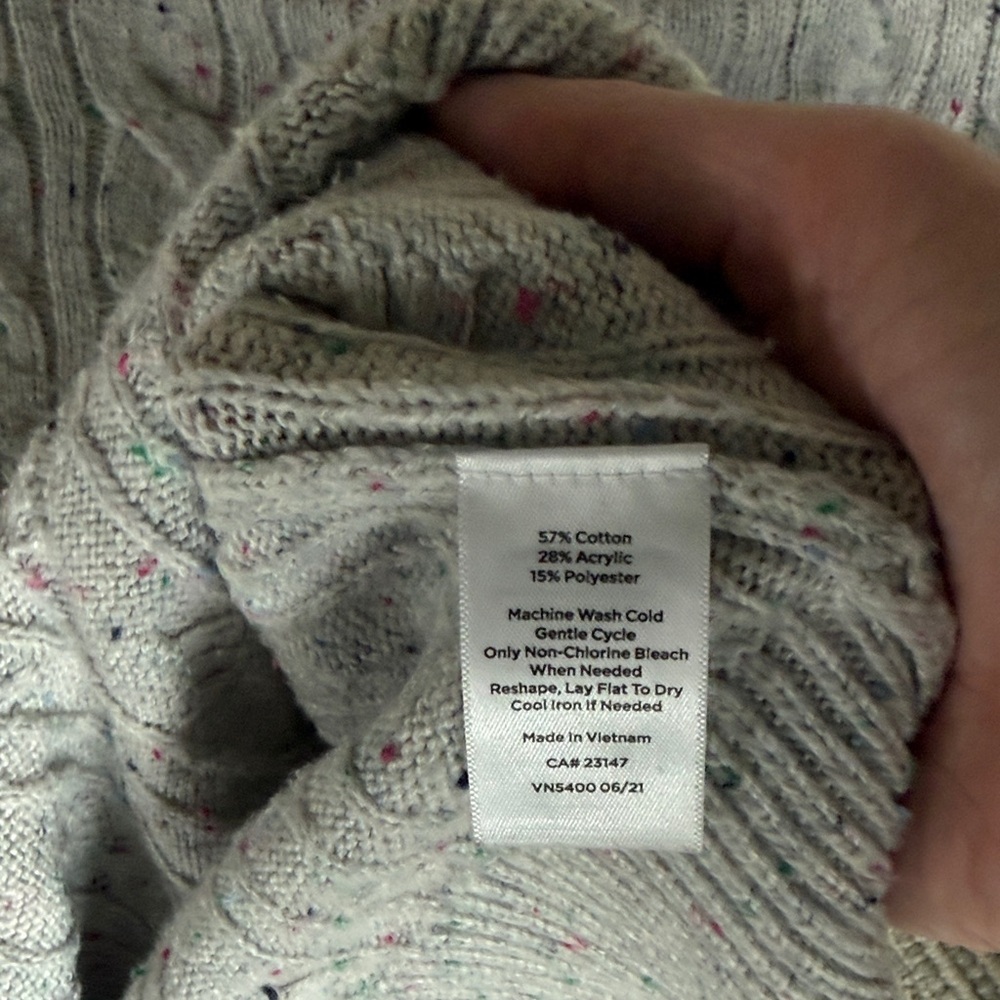 Talbots grey heather Cable Knit Women's Sweater - Picture 3 of 5